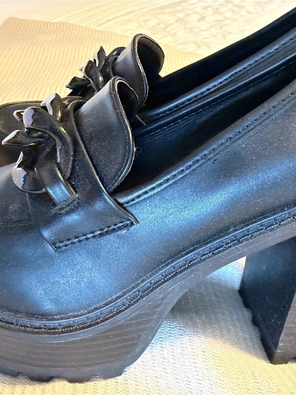 Madden Girl Black Chunky Chain Platform Heels